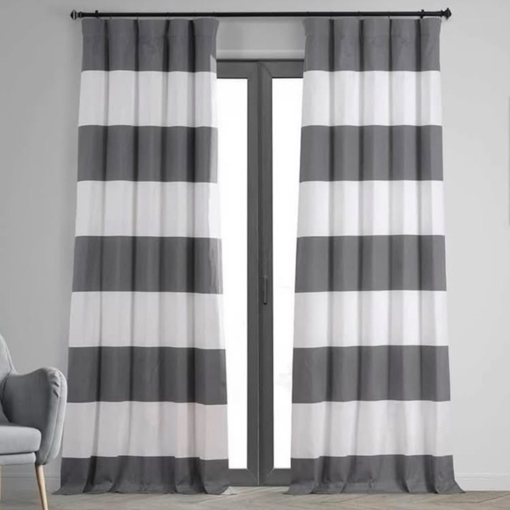 Striped Gray and White Curtains